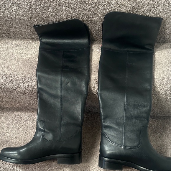 Black Leather over the Knee Boots - Picture 6 of 7